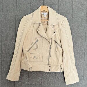 Topshop Cream Leather Jacket
